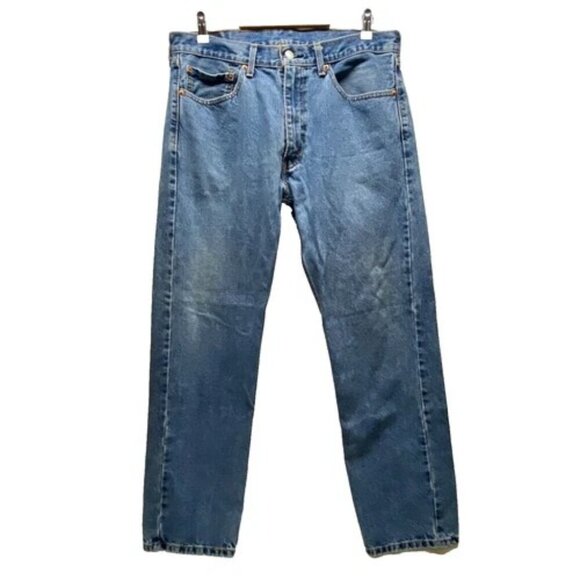 Levi's 505 Men's Blue Jeans 36x32 LEVI Strauss Reg Fit Straight Med. Wash Denim - Picture 1 of 13